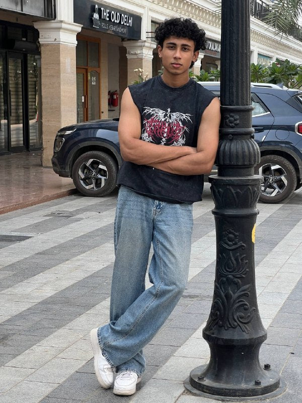 Oversized Wide-Leg Dark Wash Denim Jeans
