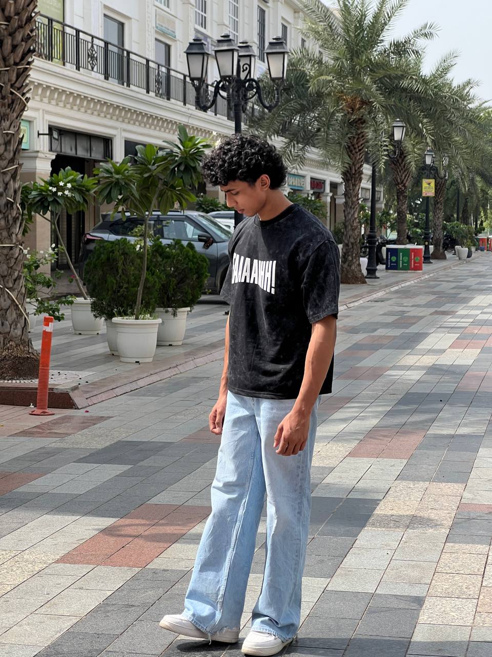 "FAAAAHHH!" Acid Wash Oversized T-Shirt