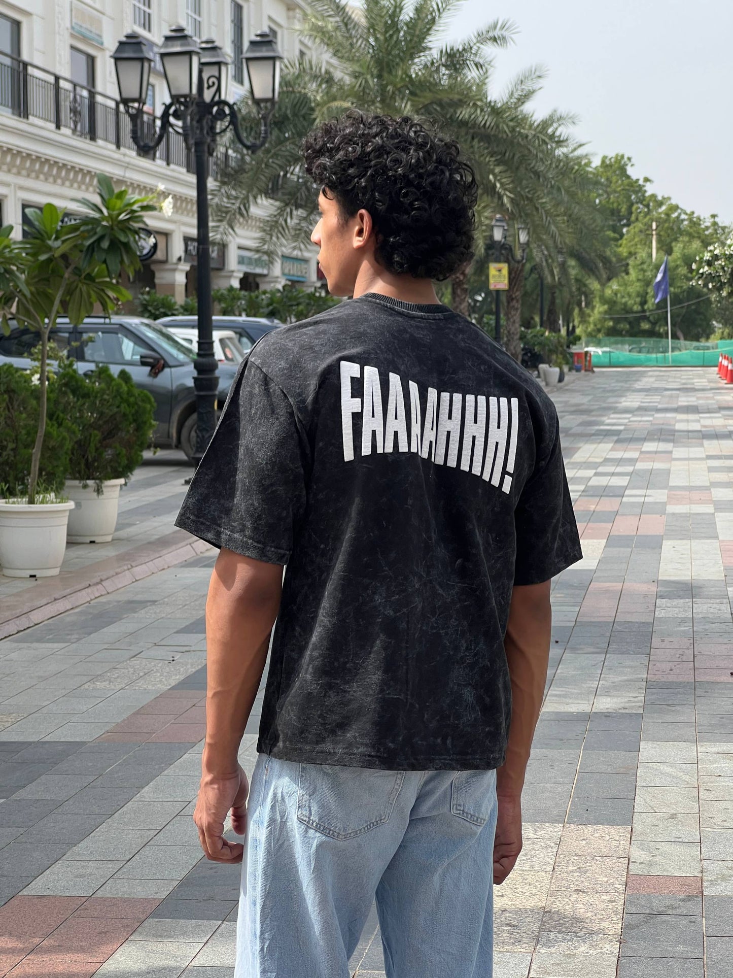 "FAAAAHHH!" Acid Wash Oversized T-Shirt
