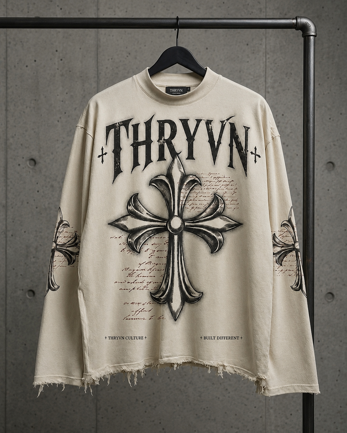 THRYVN Gothic Cross Oversized Sweatshirt