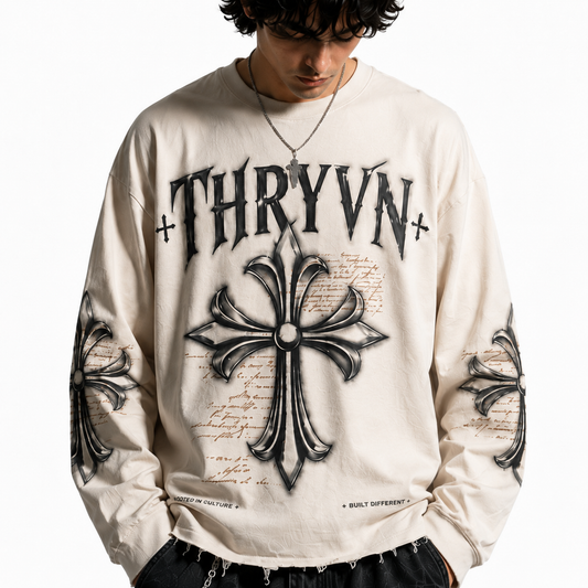 THRYVN Gothic Cross Oversized Sweatshirt