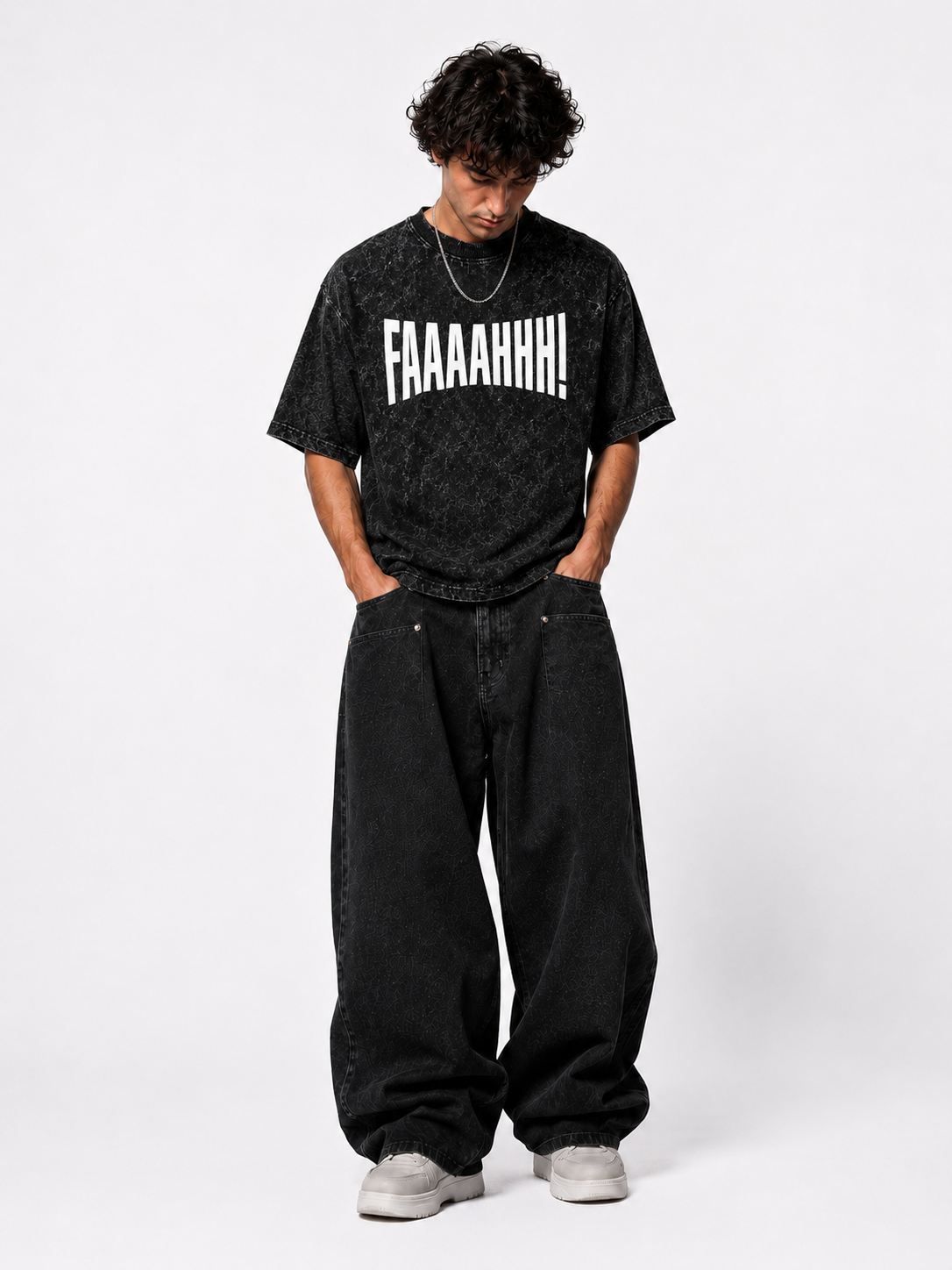 "FAAAAHHH!" Acid Wash Oversized T-Shirt